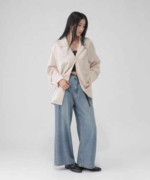 GLOBAL WORK（グローバルワーク）の「BIGサテンシャツ/1052119（シャツ/ブラウス・レディース・ホワイト系その他2/モカ・LARGE/MEDIUM）」の5枚目の写真