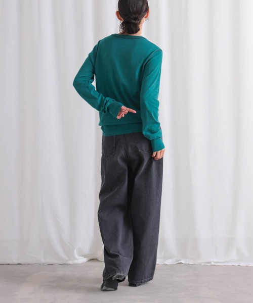 for/c（フォーシー）の「コットン100クルーネックトップス【サスティナブル】（ニット/セーター・レディース・オフホワイト/ネイビー/パープル/ブラック/グリーン・LL/L/M）」の12枚目の写真