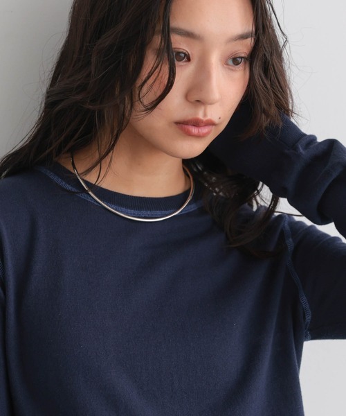for/c（フォーシー）の「コットン100クルーネックトップス【サスティナブル】（ニット/セーター・レディース・オフホワイト/ネイビー/パープル/ブラック/グリーン・LL/L/M）」の16枚目の写真