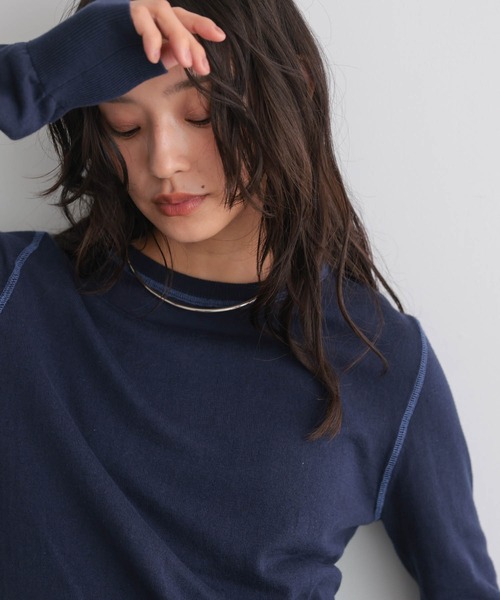 for/c（フォーシー）の「コットン100クルーネックトップス【サスティナブル】（ニット/セーター・レディース・オフホワイト/ネイビー/パープル/ブラック/グリーン・LL/L/M）」の18枚目の写真