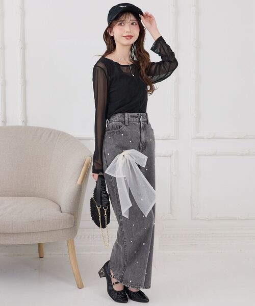 MAJESTIC LEGON(マジェスティックレゴン)の「チュールシアートップス(Tシャツ/カットソー・レディース・アイボリー/ホワイト系その他2/ブラック系その他/ブラック・MEDIUM)」の11枚目の写真