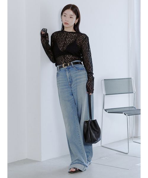 MIESROHE(ミースロエ)の「【洗える】カットレースシャーリング2WAYトップス(Tシャツ/カットソー・レディース・ホワイト/ブラック/イエロー・F)」の17枚目の写真