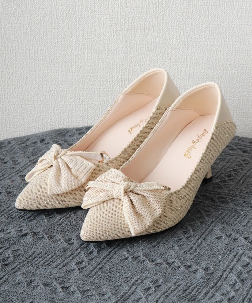 Miniministore(ミニミニストア)の「リボンパンプス 美脚 ポインテッドトゥ靴(パンプス・レディース・ベージュ/ブラック・25.0cm/24.5cm/24.0cm/23.5cm/23.0cm/22.5cm)」の12枚目の写真