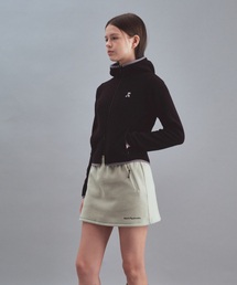 FLEECE HOOD ZIP-UP - BLACK
