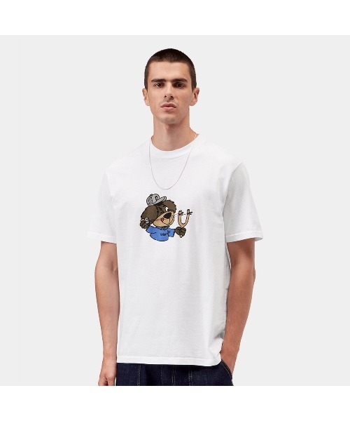 Carhartt WIP(カーハートダブリューアイピー)の「Carhartt WIP S/S SLINGSHOT T-SHIRT(カーハートワークインプログレス S/S スリングショット Tシャツ)(Tシャツ/カットソー・メンズ・Black/White・SMALL/MEDIUM/LARGE/X-LARGE)」の1枚目の写真
