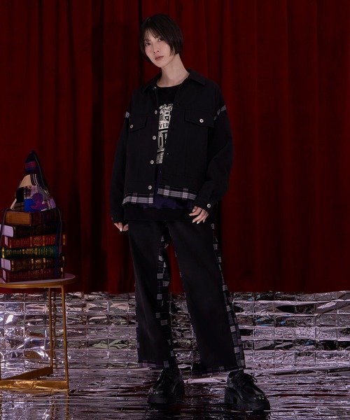 Nora Lily(ノラリリー)の「【Nora Lily】Check Switch Denim Blouson(デニムジャケット・レディース・ボルドー/インディゴブルー/ブラック・MEDIUM/SMALL)」の4枚目の写真