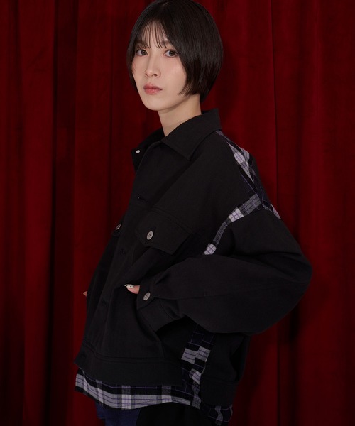 Nora Lily(ノラリリー)の「【Nora Lily】Check Switch Denim Blouson(デニムジャケット・レディース・ボルドー/インディゴブルー/ブラック・MEDIUM/SMALL)」の9枚目の写真