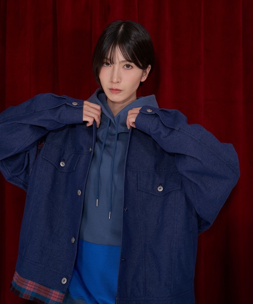 Nora Lily(ノラリリー)の「【Nora Lily】Check Switch Denim Blouson(デニムジャケット・レディース・ボルドー/インディゴブルー/ブラック・MEDIUM/SMALL)」の18枚目の写真