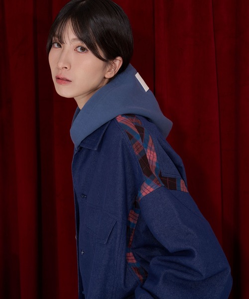 Nora Lily(ノラリリー)の「【Nora Lily】Check Switch Denim Blouson(デニムジャケット・レディース・ボルドー/インディゴブルー/ブラック・MEDIUM/SMALL)」の21枚目の写真