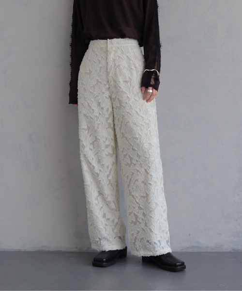 &g'aime(アンジェム)の「【&g'aime 】ジャガードワイドパンツ Jacquard Wide Pants(スラックス・レディース・ブラック/ホワイト・FREE)」の2枚目の写真