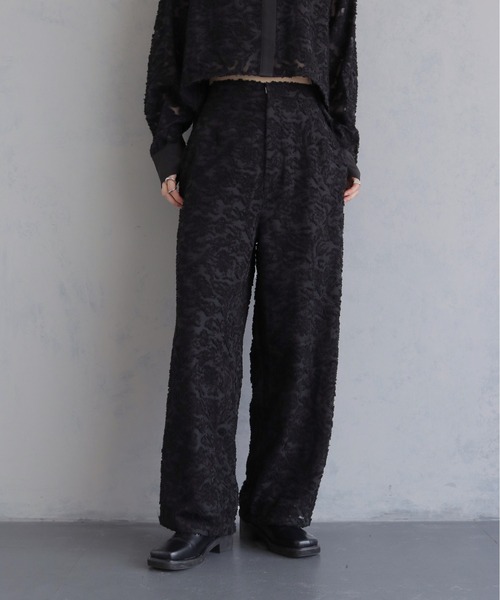 &g'aime(アンジェム)の「【&g'aime 】ジャガードワイドパンツ Jacquard Wide Pants(スラックス・レディース・ブラック/ホワイト・FREE)」の1枚目の写真