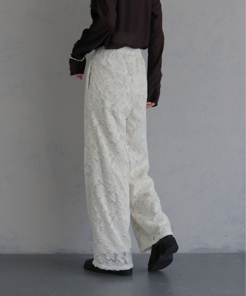 &g'aime(アンジェム)の「【&g'aime 】ジャガードワイドパンツ Jacquard Wide Pants(スラックス・レディース・ブラック/ホワイト・FREE)」の7枚目の写真