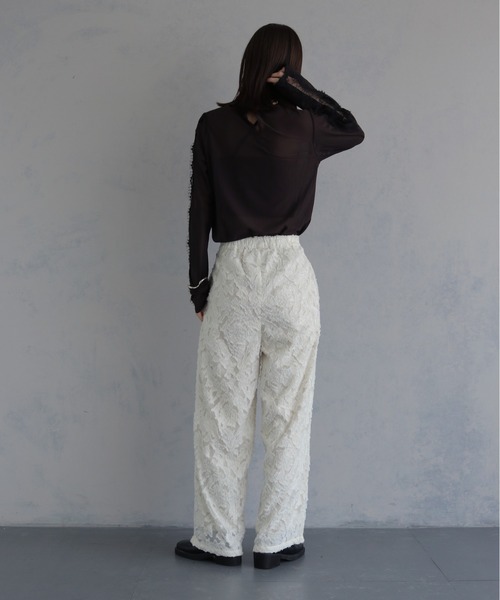 &g'aime(アンジェム)の「【&g'aime 】ジャガードワイドパンツ Jacquard Wide Pants(スラックス・レディース・ブラック/ホワイト・FREE)」の11枚目の写真