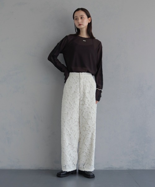 &g'aime(アンジェム)の「【&g'aime 】ジャガードワイドパンツ Jacquard Wide Pants(スラックス・レディース・ブラック/ホワイト・FREE)」の9枚目の写真
