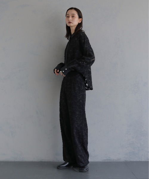 &g'aime(アンジェム)の「【&g'aime 】ジャガードワイドパンツ Jacquard Wide Pants(スラックス・レディース・ブラック/ホワイト・FREE)」の18枚目の写真