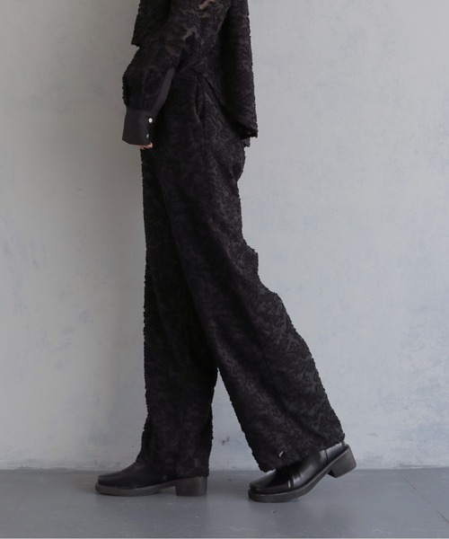 &g'aime(アンジェム)の「【&g'aime 】ジャガードワイドパンツ Jacquard Wide Pants(スラックス・レディース・ブラック/ホワイト・FREE)」の13枚目の写真