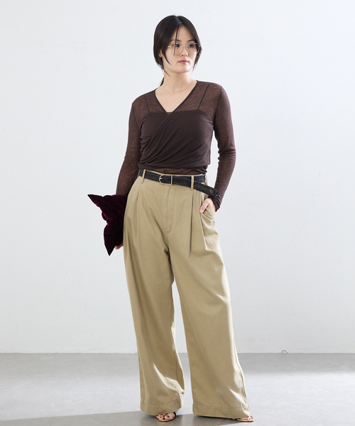 IENA(イエナ)の「GGG/ジージージー TWO WAY CROSSLAP CD カーディガン 02-01-1964(Tシャツ/カットソー・レディース・ブラウン/ピンク・FREE)」の8枚目の写真