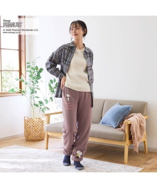 PEANUTS（ピーナッツ）の「腹巻付き裏ボアルームパンツ「スヌーピー」（その他パンツ・レディース・ブラック/モカ・S/M/L/LL/3L）」の8枚目の写真