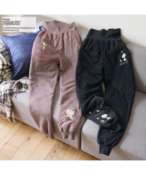 PEANUTS（ピーナッツ）の「腹巻付き裏ボアルームパンツ「スヌーピー」（その他パンツ・レディース・ブラック/モカ・S/M/L/LL/3L）」の9枚目の写真