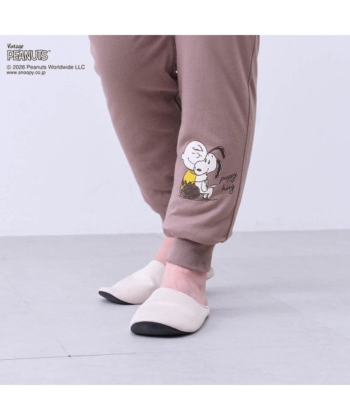 PEANUTS（ピーナッツ）の「腹巻付き裏ボアルームパンツ「スヌーピー」（その他パンツ・レディース・ブラック/モカ・S/M/L/LL/3L）」の3枚目の写真