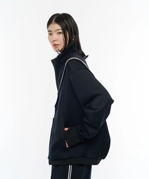 POOLDE(プールデ)の「Naval Track Jacket(ジャージ・レディース・ネイビー/ワインレッド・FREE)」の4枚目の写真