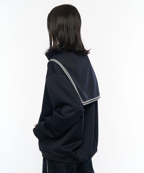 POOLDE(プールデ)の「Naval Track Jacket(ジャージ・レディース・ネイビー/ワインレッド・FREE)」の5枚目の写真