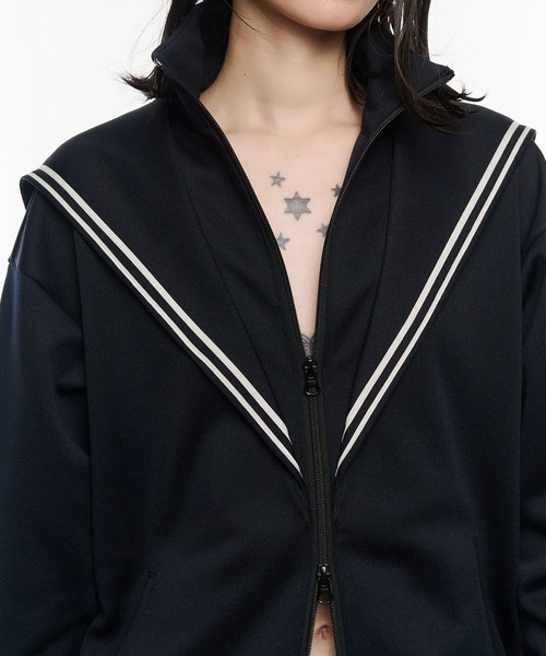 POOLDE(プールデ)の「Naval Track Jacket(ジャージ・レディース・ネイビー/ワインレッド・FREE)」の8枚目の写真