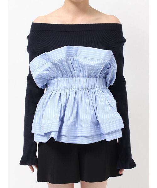 LAGUNAMOON（ラグナムーン）の「ペプラムドッキングニット（ニット/セーター・レディース・ネイビー/チャコールグレー/ホワイト・FREE）」の11枚目の写真