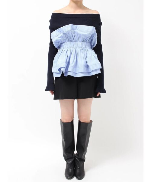 LAGUNAMOON（ラグナムーン）の「ペプラムドッキングニット（ニット/セーター・レディース・ネイビー/チャコールグレー/ホワイト・FREE）」の18枚目の写真
