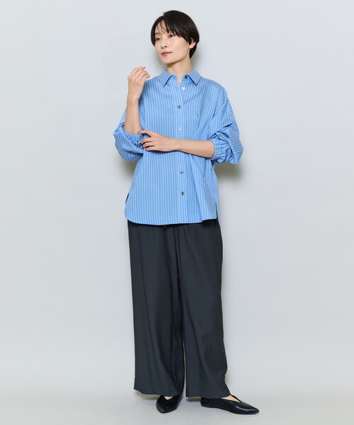 MOGA(モガ)の「リヨセルポリストライプシャツブラウス(シャツ/ブラウス・レディース・サックスブルー/イエロー・2)」の4枚目の写真