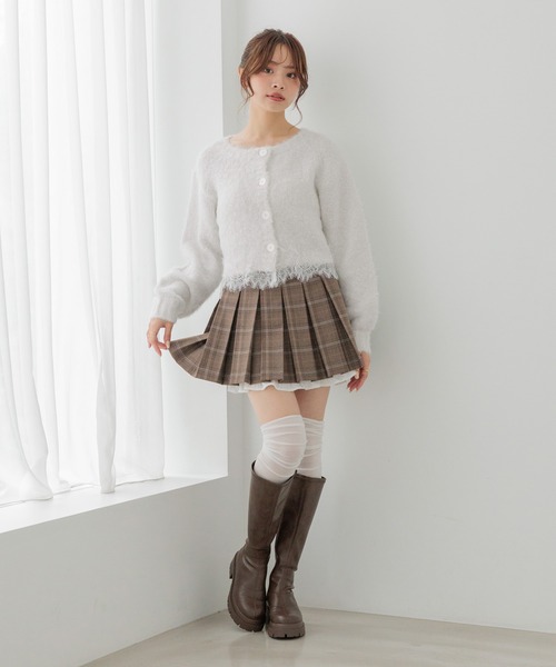 Heather(ヘザー)の「ランジェリーレース起毛カーディガン 1094182(カーディガン/ボレロ・レディース・ブルー/ピンク/オフホワイト/グレー・FREE)」の7枚目の写真