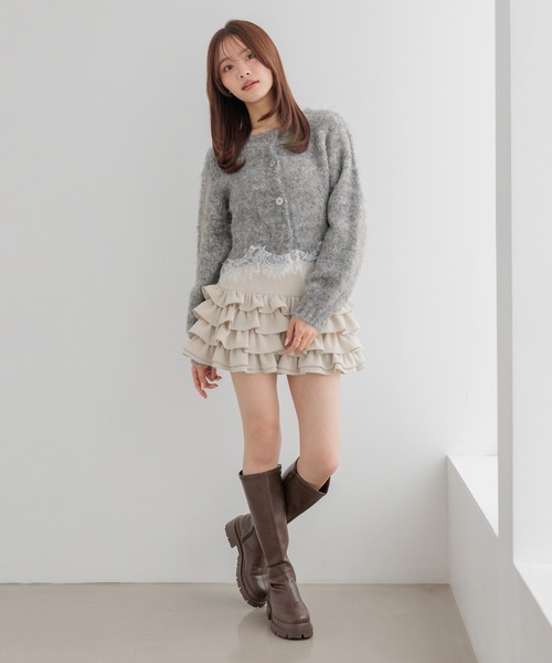 Heather(ヘザー)の「ランジェリーレース起毛カーディガン 1094182(カーディガン/ボレロ・レディース・ブルー/ピンク/オフホワイト/グレー・FREE)」の13枚目の写真