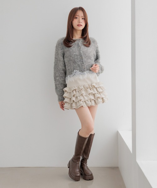 Heather(ヘザー)の「ランジェリーレース起毛カーディガン 1094182(カーディガン/ボレロ・レディース・ブルー/ピンク/オフホワイト/グレー・FREE)」の14枚目の写真