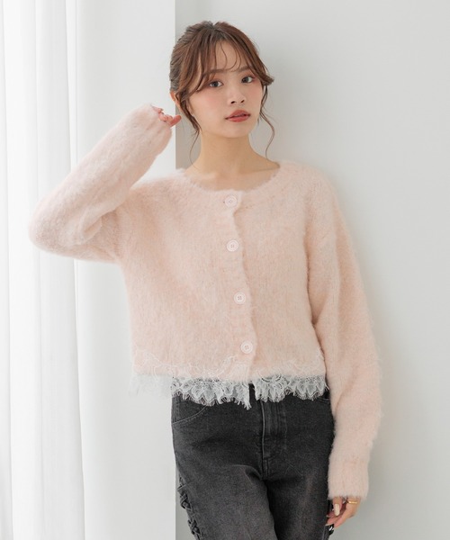 Heather(ヘザー)の「ランジェリーレース起毛カーディガン 1094182(カーディガン/ボレロ・レディース・ブルー/ピンク/オフホワイト/グレー・FREE)」の15枚目の写真
