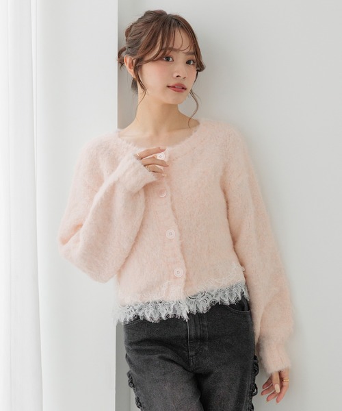Heather(ヘザー)の「ランジェリーレース起毛カーディガン 1094182(カーディガン/ボレロ・レディース・ブルー/ピンク/オフホワイト/グレー・FREE)」の16枚目の写真