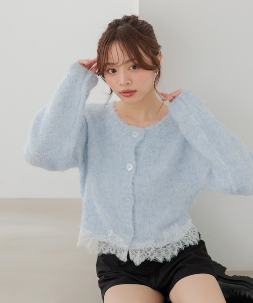 Heather(ヘザー)の「ランジェリーレース起毛カーディガン 1094182(カーディガン/ボレロ・レディース・ブルー/ピンク/オフホワイト/グレー・FREE)」の22枚目の写真