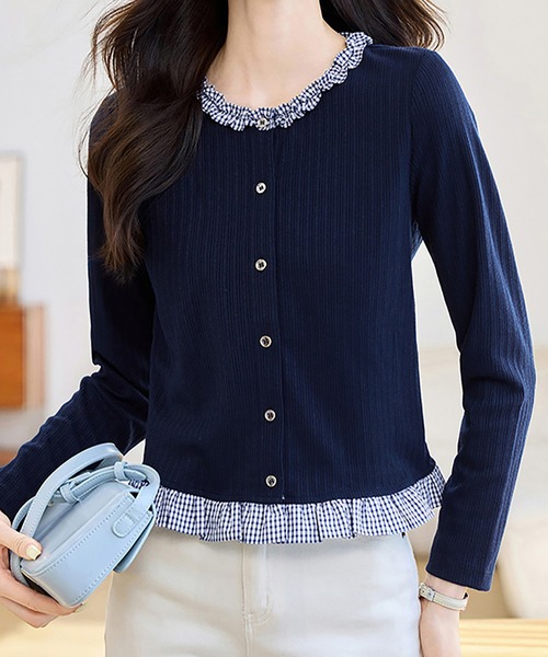 Doux Belle(ドゥーベル)の「配色カーディガン(カーディガン/ボレロ・レディース・A/B・X-LARGE/LARGE/MEDIUM)」の1枚目の写真