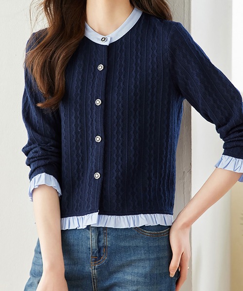 Doux Belle(ドゥーベル)の「配色カーディガン(カーディガン/ボレロ・レディース・A/B・X-LARGE/LARGE/MEDIUM)」の15枚目の写真