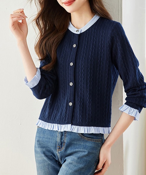 Doux Belle(ドゥーベル)の「配色カーディガン(カーディガン/ボレロ・レディース・A/B・X-LARGE/LARGE/MEDIUM)」の19枚目の写真