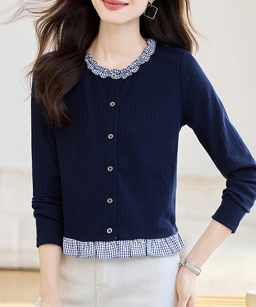 Doux Belle(ドゥーベル)の「配色カーディガン(カーディガン/ボレロ・レディース・A/B・X-LARGE/LARGE/MEDIUM)」の4枚目の写真