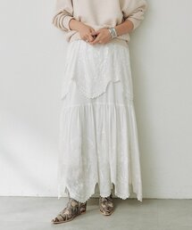【à Nice】【2サイズ展開】スカラ刺繍ティアードスカート