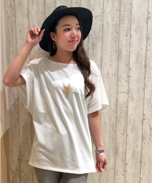 VENCEEXCHANGE（ヴァンスエクスチェンジ）の「クルーベーシックT                （Tシャツ/カットソー・レディース・オフホワイト/グレー/ブラック・MEDIUM）」の2枚目の写真