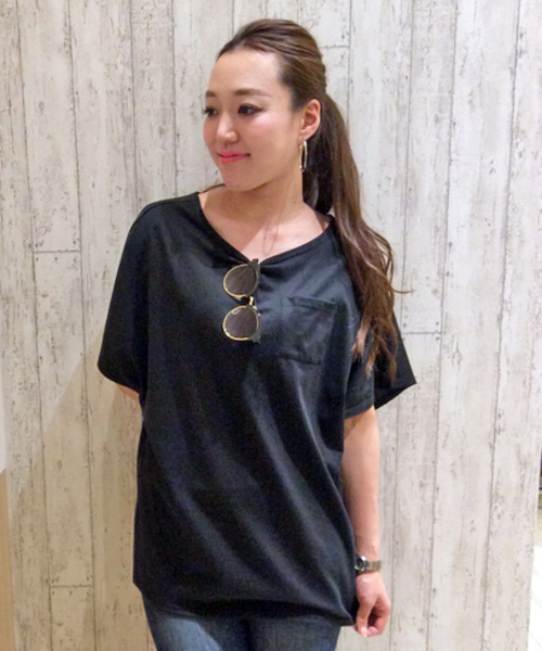 VENCEEXCHANGE（ヴァンスエクスチェンジ）の「クルーベーシックT                （Tシャツ/カットソー・レディース・オフホワイト/グレー/ブラック・MEDIUM）」の3枚目の写真