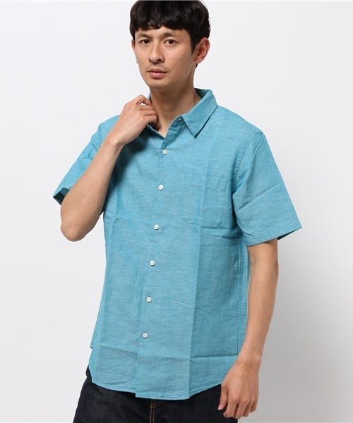 GLOBAL WORK(グローバルワーク)の「フレンチリネンコットンシャツ半袖/705423(シャツ/ブラウス・メンズ・ブルー/グリーン/イエロー/ネイビー/ライトブルー/ホワイト/カーキ・X-LARGE/MEDIUM/LARGE/SMALL)」の18枚目の写真