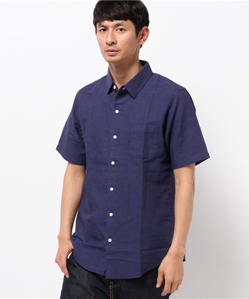 GLOBAL WORK(グローバルワーク)の「フレンチリネンコットンシャツ半袖/705423(シャツ/ブラウス・メンズ・ブルー/グリーン/イエロー/ネイビー/ライトブルー/ホワイト/カーキ・X-LARGE/MEDIUM/LARGE/SMALL)」の20枚目の写真