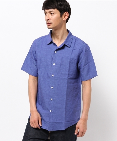 GLOBAL WORK(グローバルワーク)の「フレンチリネンコットンシャツ半袖/705423(シャツ/ブラウス・メンズ・ブルー/グリーン/イエロー/ネイビー/ライトブルー/ホワイト/カーキ・X-LARGE/MEDIUM/LARGE/SMALL)」の13枚目の写真