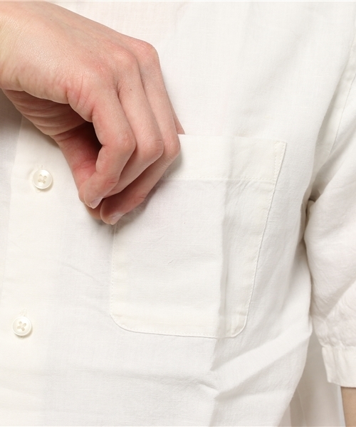 GLOBAL WORK(グローバルワーク)の「フレンチリネンコットンシャツ半袖/705423(シャツ/ブラウス・メンズ・ブルー/グリーン/イエロー/ネイビー/ライトブルー/ホワイト/カーキ・X-LARGE/MEDIUM/LARGE/SMALL)」の12枚目の写真