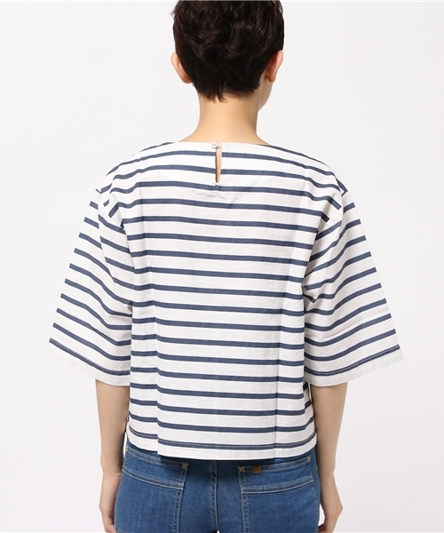 LBC（エルビーシー）の「コットンリネンプリントボーダーブラウス（シャツ/ブラウス・レディース・ネイビー/ライトグレー・LARGE/MEDIUM）」の10枚目の写真