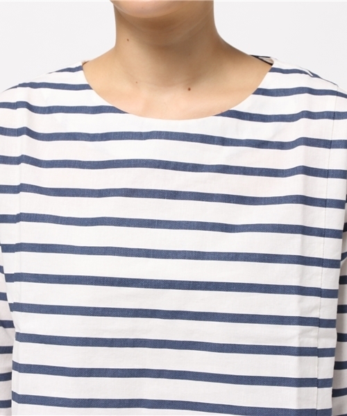 LBC（エルビーシー）の「コットンリネンプリントボーダーブラウス（シャツ/ブラウス・レディース・ネイビー/ライトグレー・LARGE/MEDIUM）」の3枚目の写真