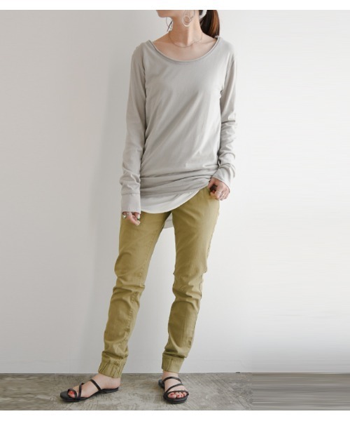 and it_（アンドイット）の「ストレッチコットンツイルジョガ―パンツ（その他パンツ・レディース・ブラック/カーキ/ベージュ・L/3L/4L/LL/M）」の21枚目の写真